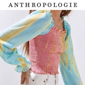 🌟 MUST GO 🌟 Anthropologie Kavita Bhartia Smocked Tie-Dye Blouse